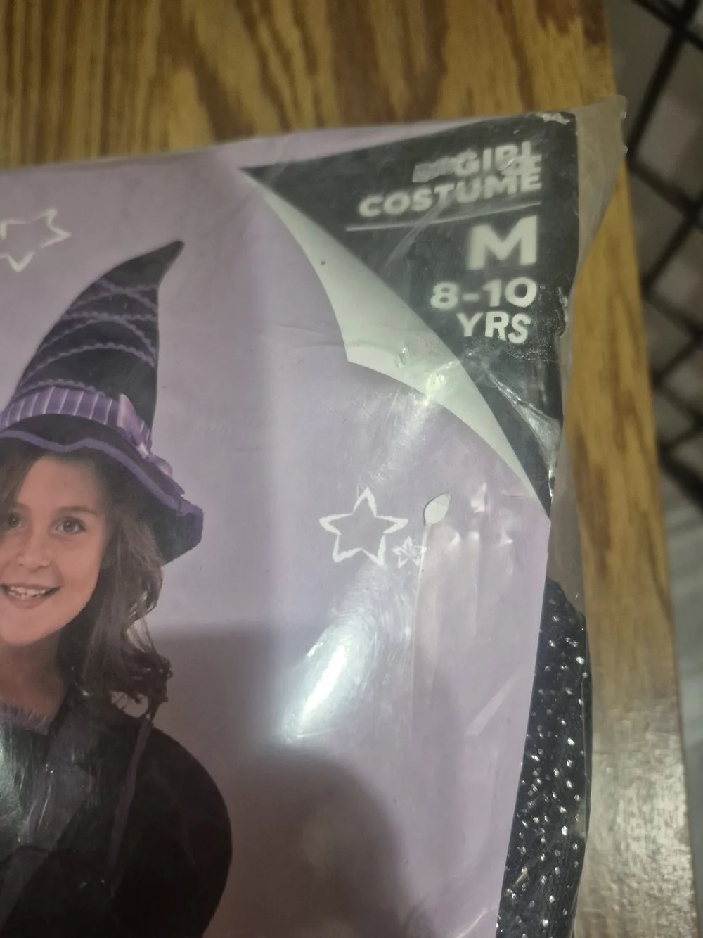 Girls' Purple Lite Up Witch Costume - Includes Dress Hat Broom Size 8-10